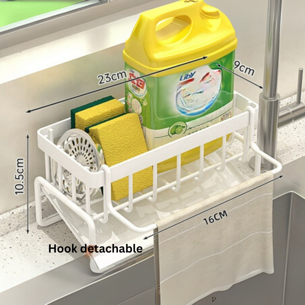All-in-One Sponge Soap Cloth Self-Draining Rack White