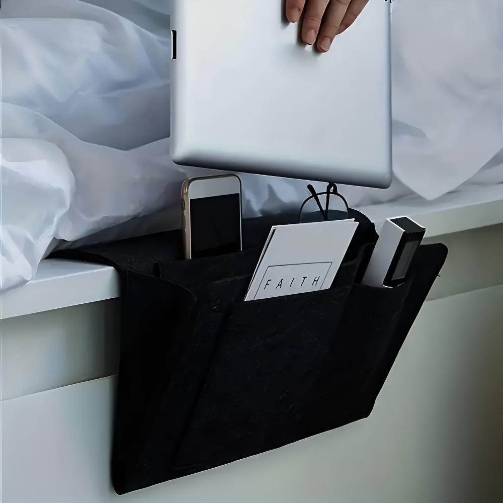 Bedside Dorm Storage Organizer Pocket Black