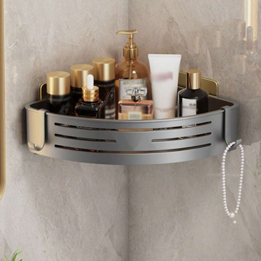 Aluminum Corner Shower Caddy Rack Light Silver Without Pole