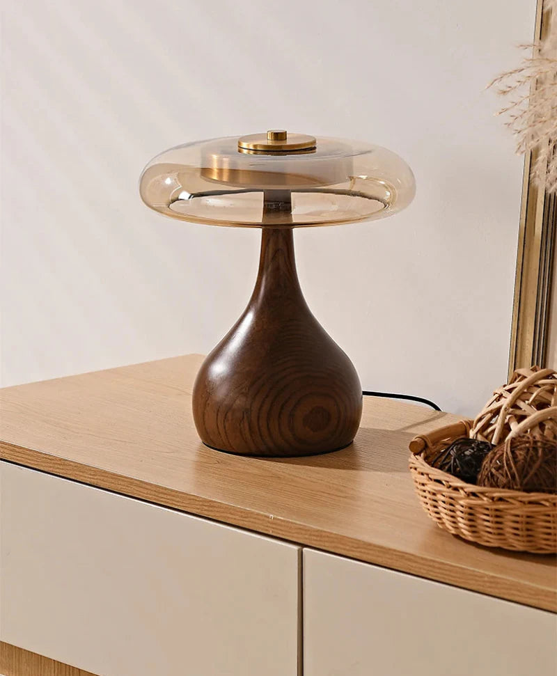 Amandine Retro Wood & Glass Table Lamp