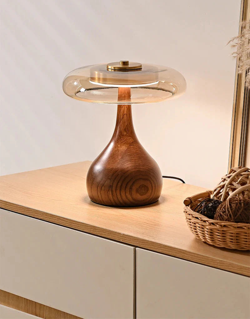 Amandine Retro Wood & Glass Table Lamp