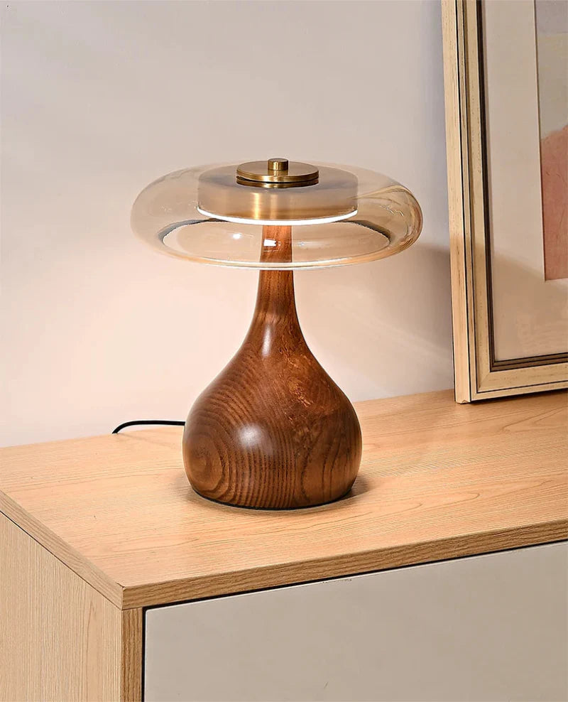 Amandine Retro Wood & Glass Table Lamp