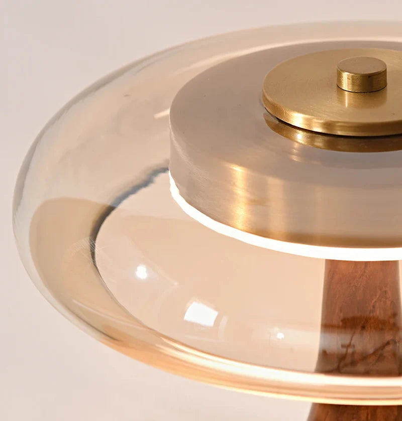 Amandine Retro Wood & Glass Table Lamp