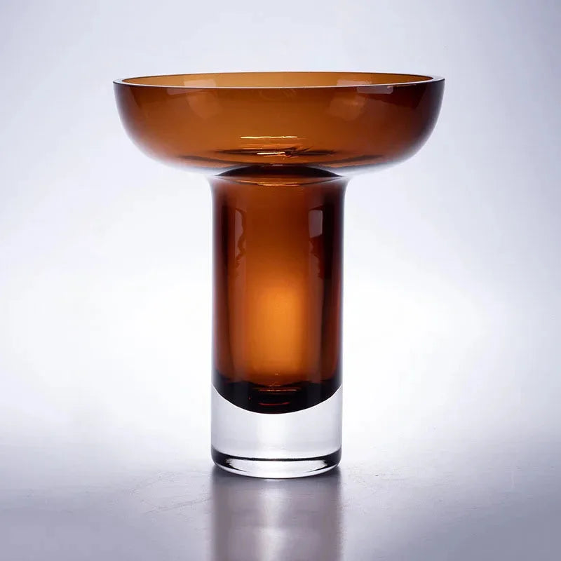 Amber Glow Pedestal Vase Tall