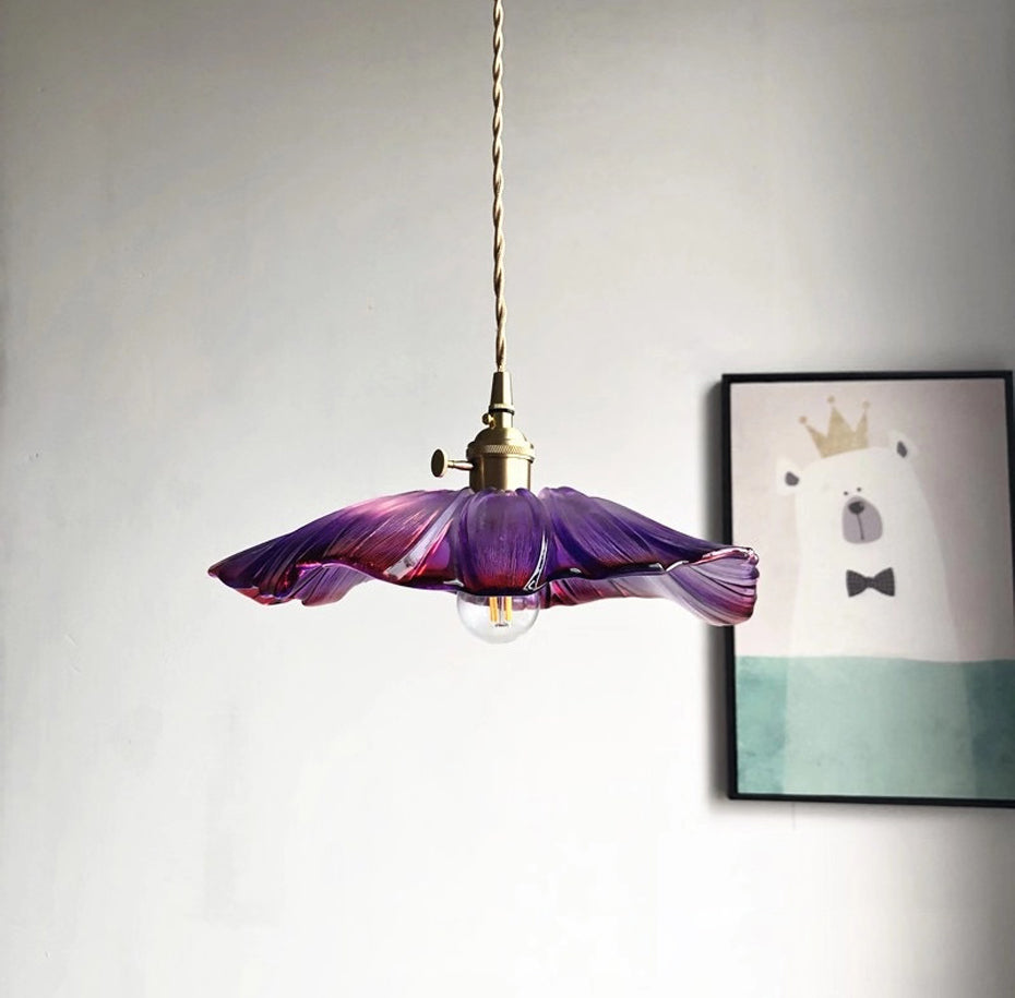 Amethyst Flower Retro Glass Pendant Light - Final Sale