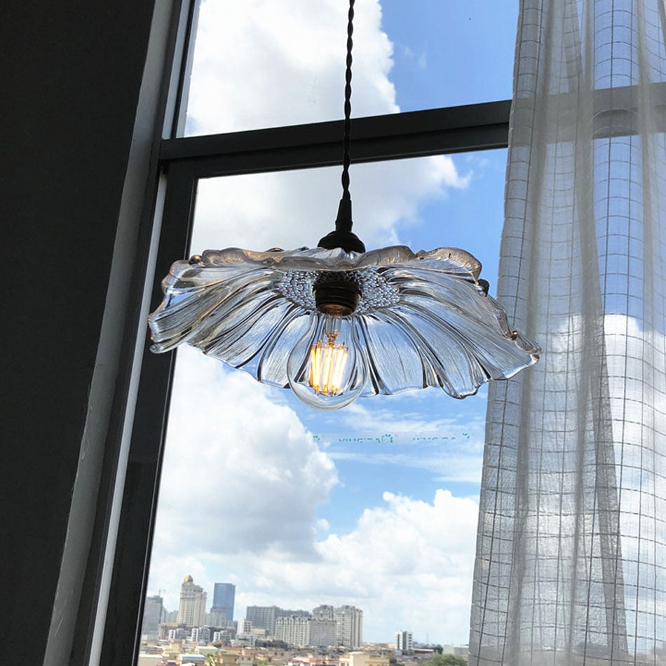 Amethyst Flower Retro Glass Pendant Light