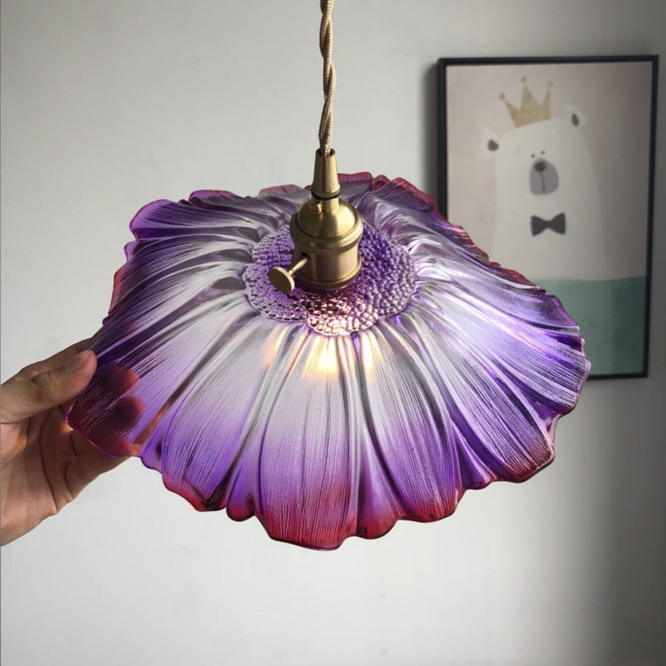 Amethyst Flower Retro Glass Pendant Light - Final Sale