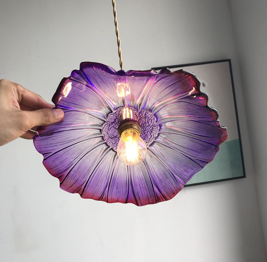 Amethyst Flower Retro Glass Pendant Light - Final Sale