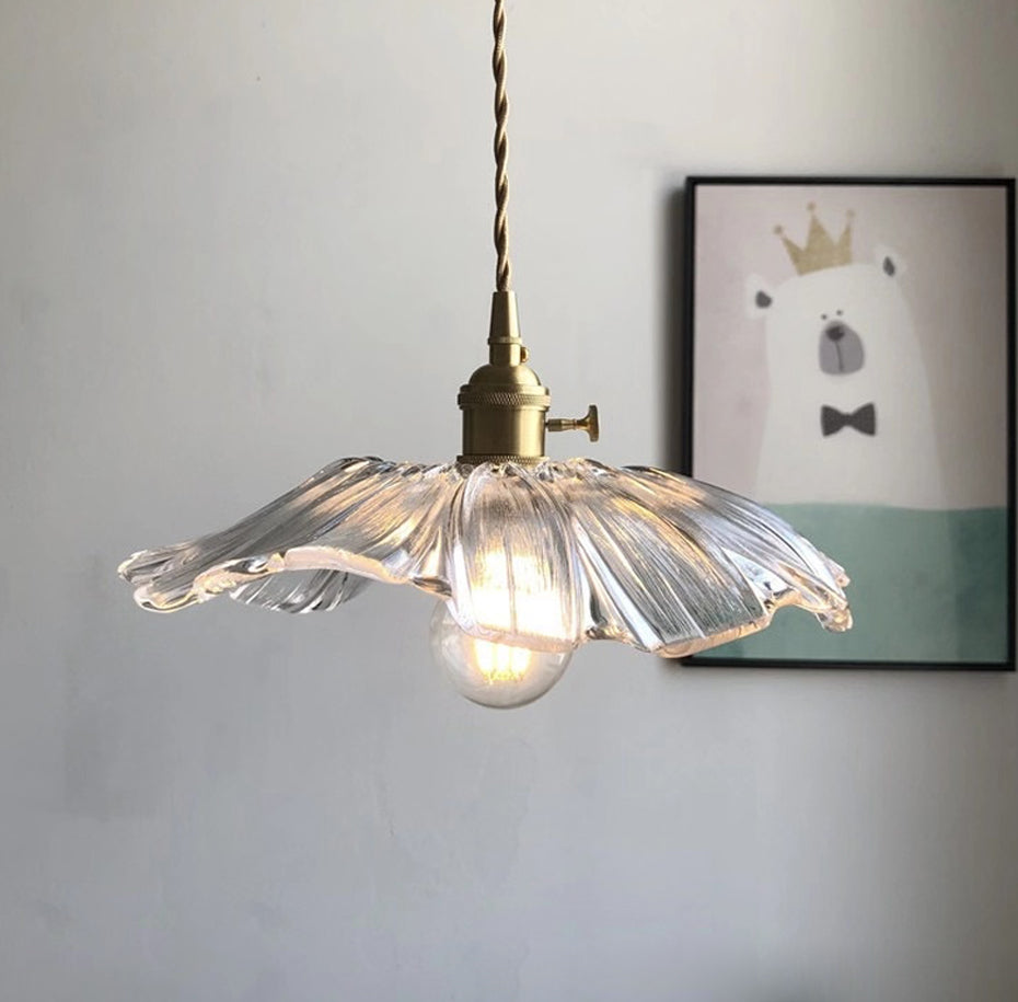 Amethyst Flower Retro Glass Pendant Light Clear