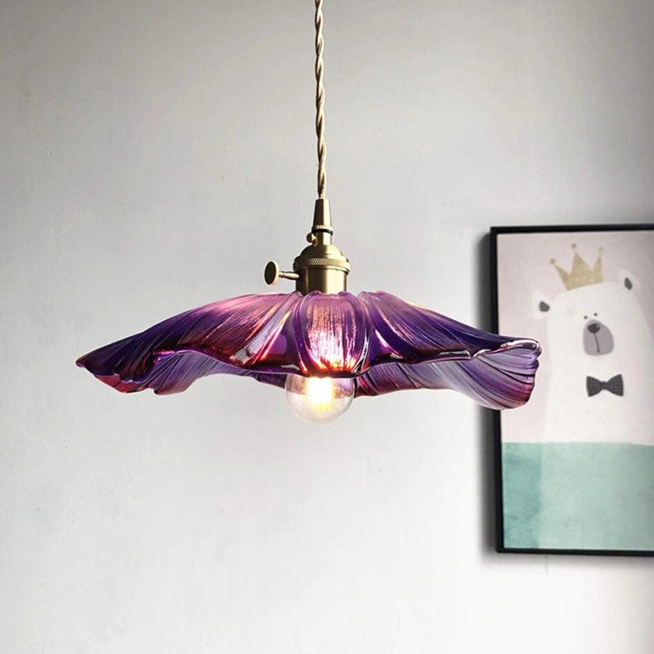 Amethyst Flower Retro Glass Pendant Light - Final Sale