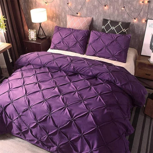 Amore Luxury Pinch Pleat Duvet Cover Set Lavender Mist