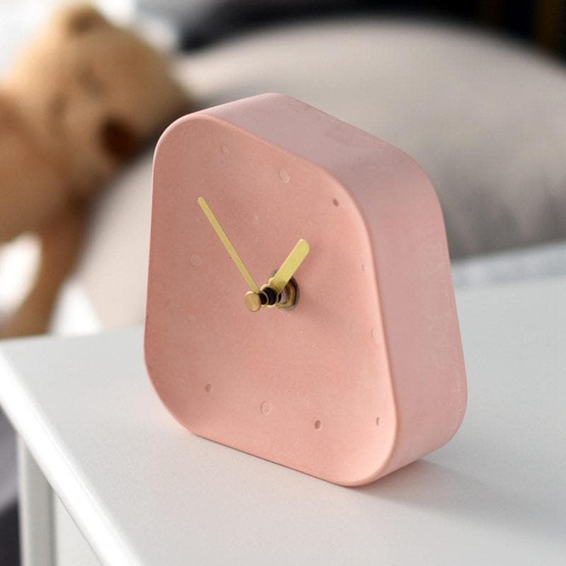 Any Time Cement Desk Clock Pink