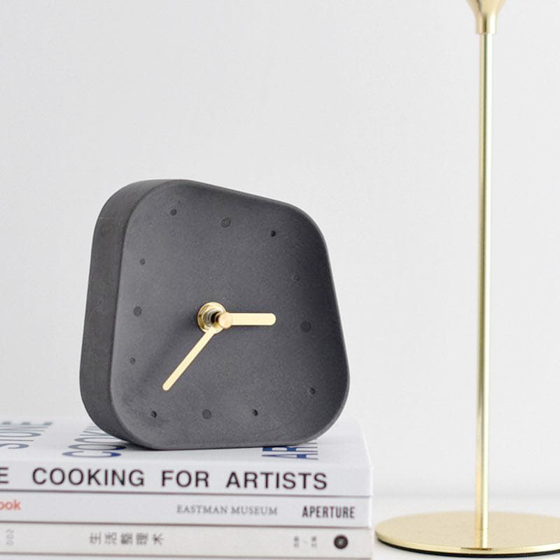 Any Time Cement Desk Clock Charcoal