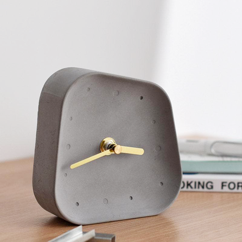 Any Time Cement Desk Clock Grey