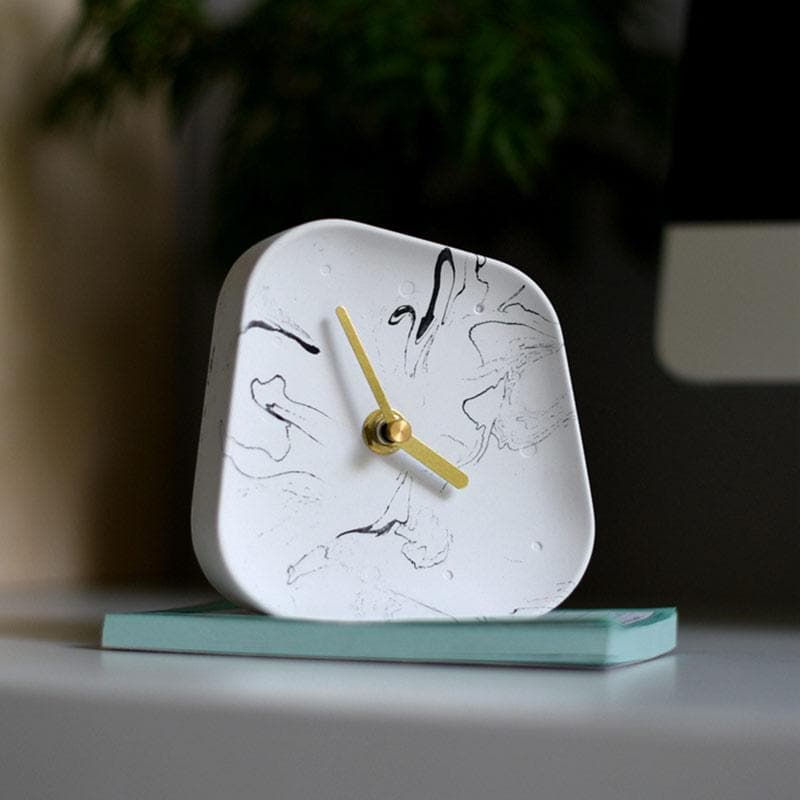 Any Time Cement Desk Clock Marble