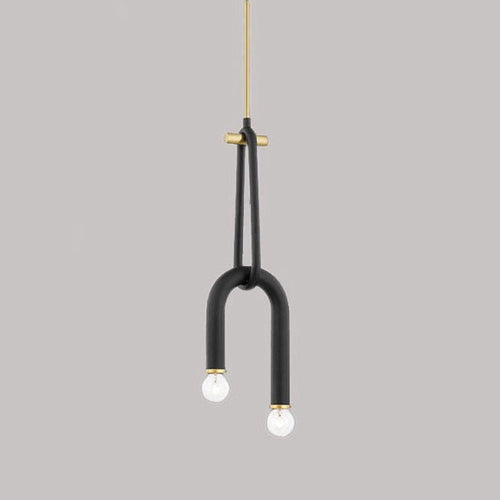 Arc Double Bulb LED Pendant Chandelier Gold