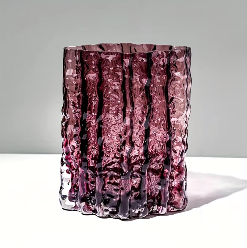 Arctic Ice Textured Glass Vase Ox