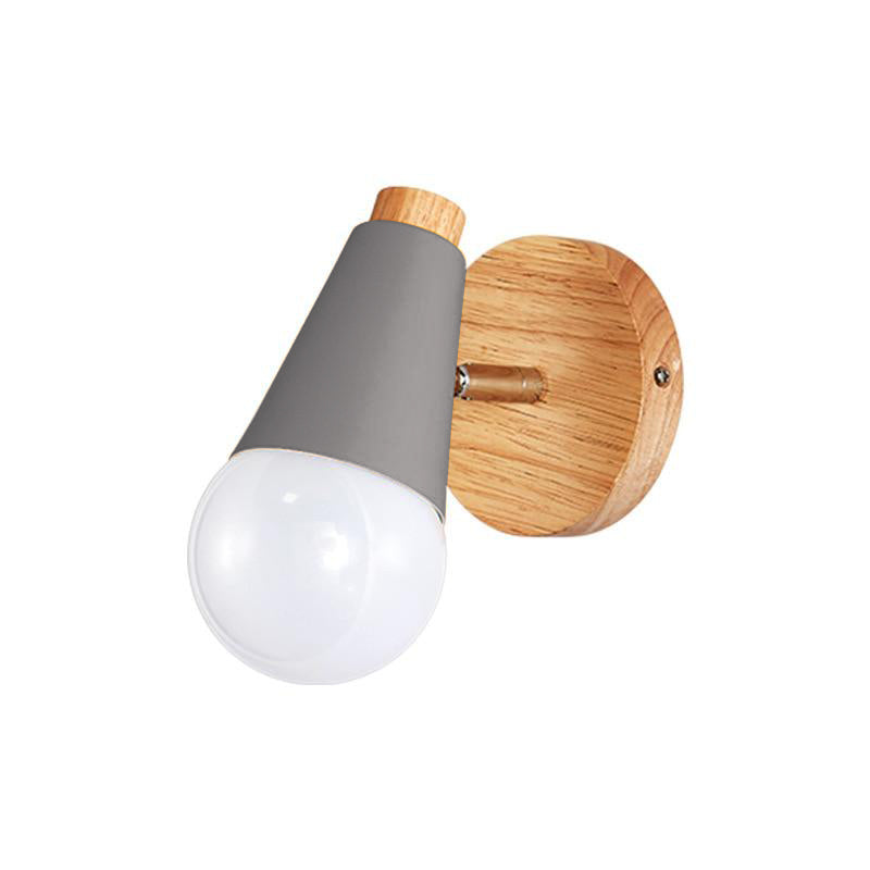 Ari Cone Mini Wall Sconce Wood Grey