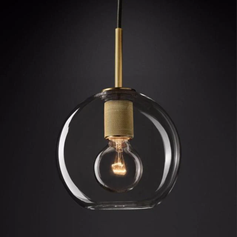 Armed Retro Brass Pendant Light - Final Sale Globe Pendant