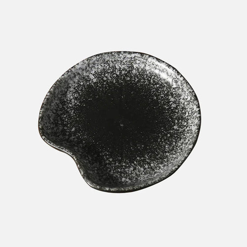 Artisan Glazed Ceramic Soap Dish Black white