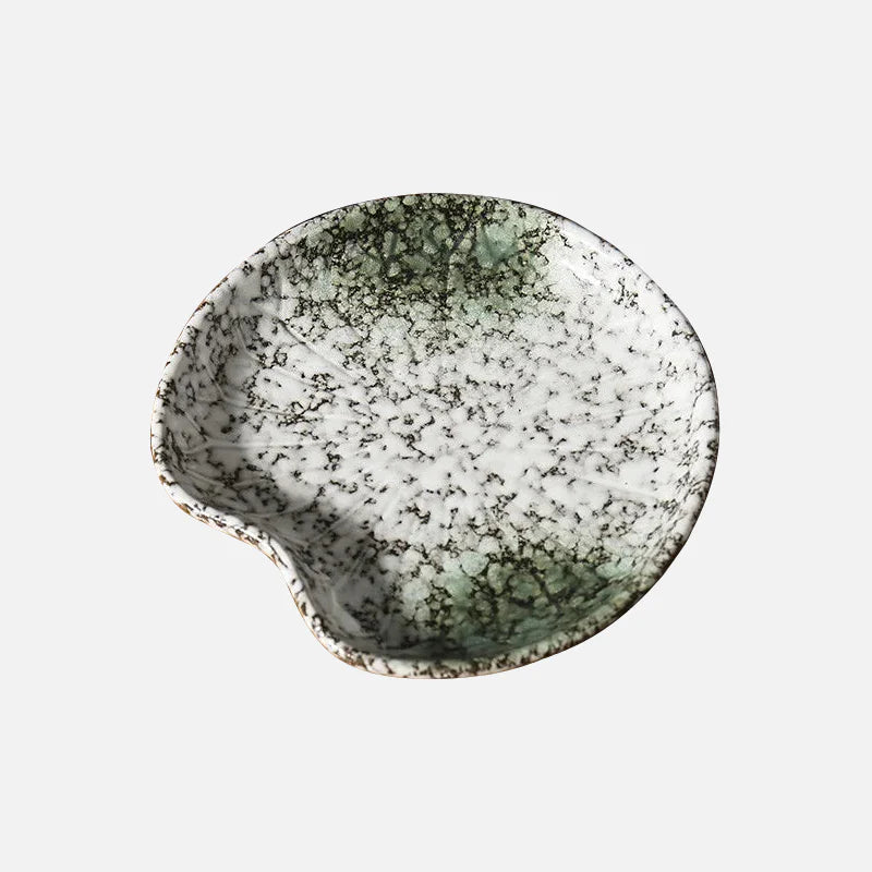Artisan Glazed Ceramic Soap Dish White green