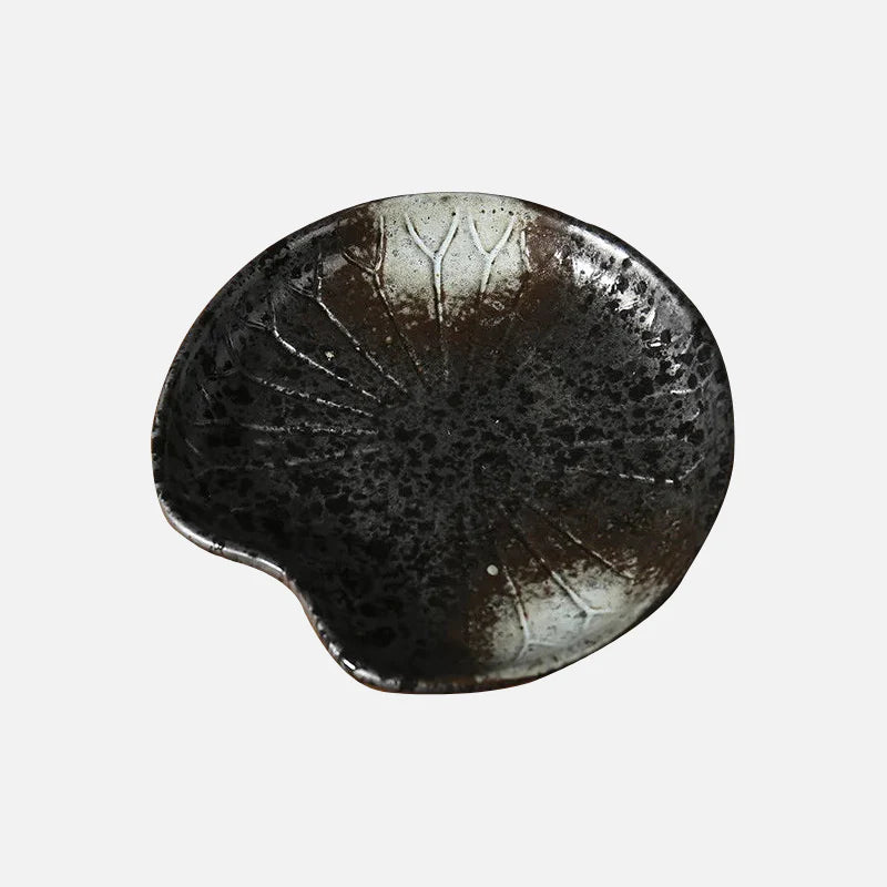 Artisan Glazed Ceramic Soap Dish Black brown white