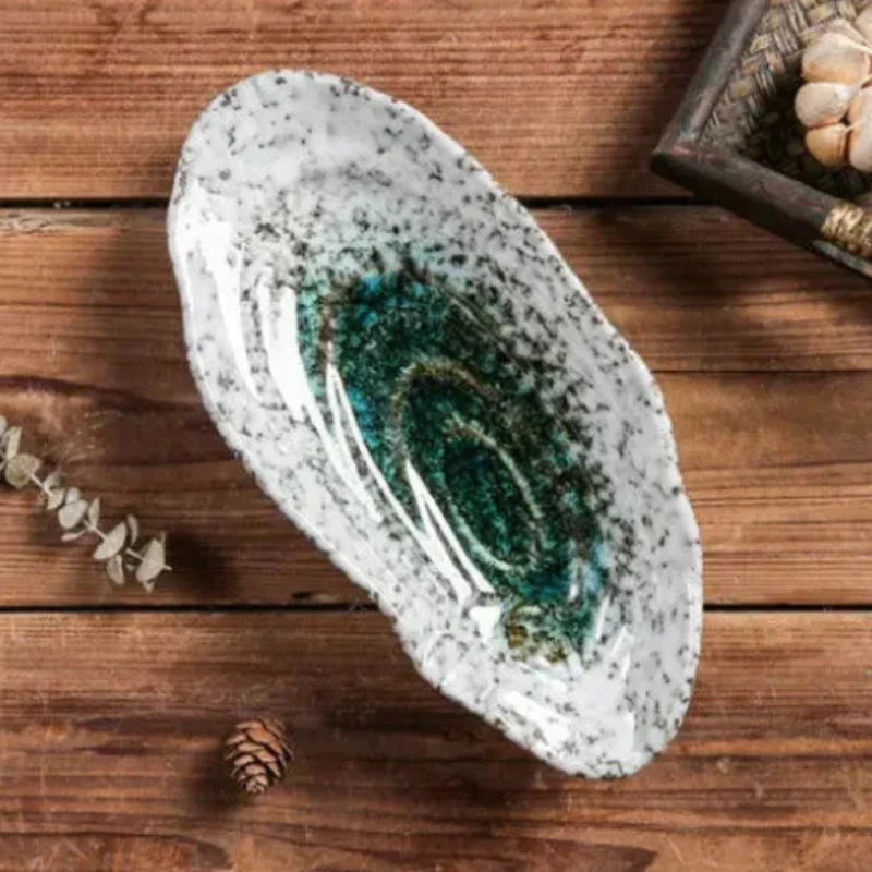 Artisan Shell Serving Plates Green Large