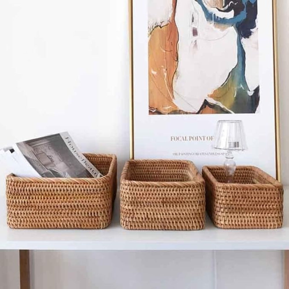 Rattan Storage Basket Organizer