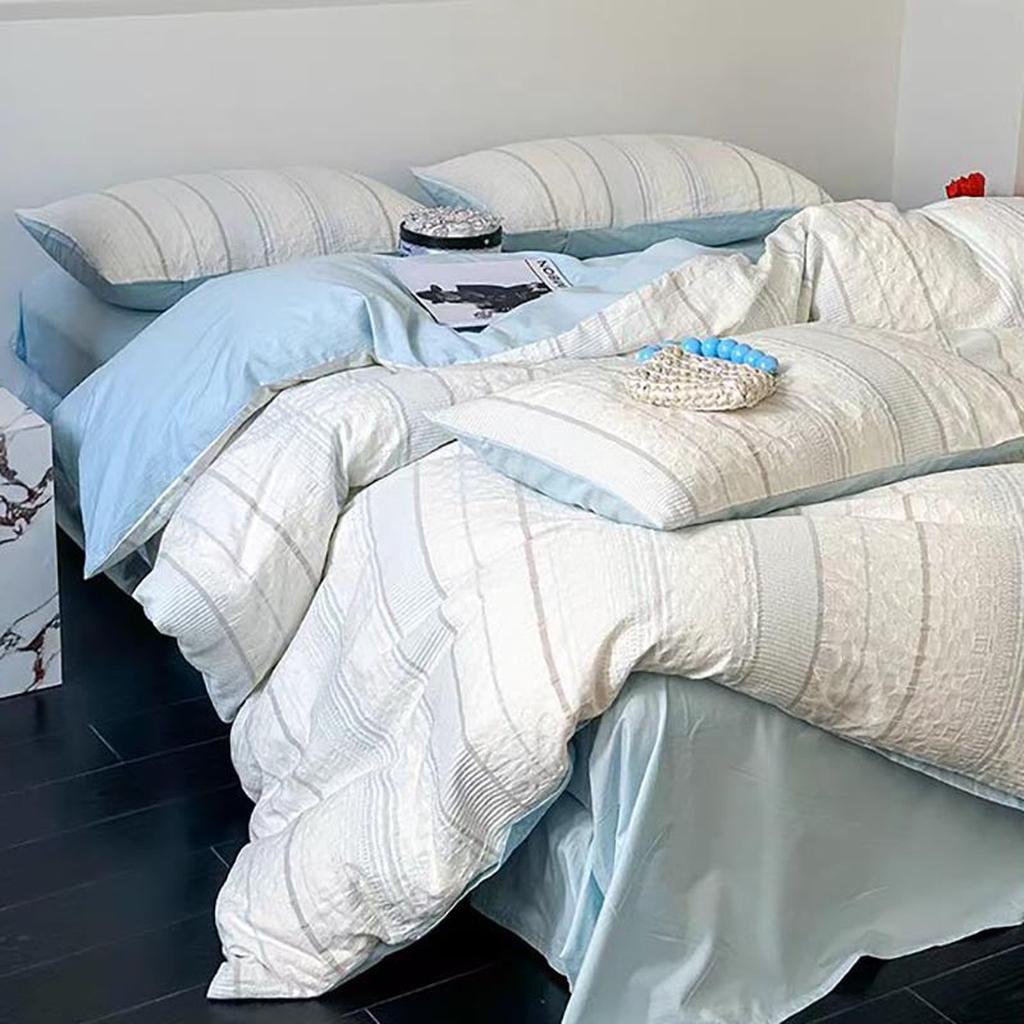 Asymmetry Jacquard Bedding Set - Pink Blue