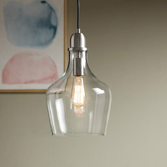 Auburn Glass Bell Pendant Silver Clear