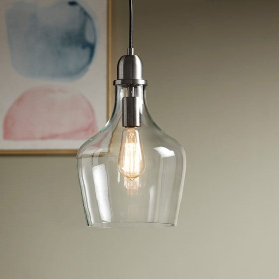 Auburn Glass Bell Pendant Bronze Clear