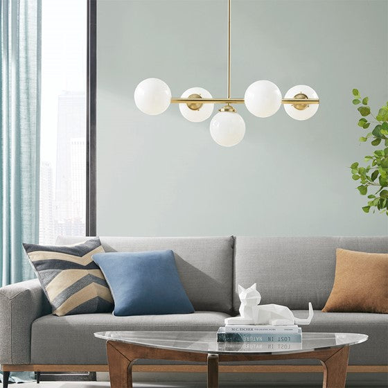 Aurelia Chandelier with Frosted Glass Globe Bulbs