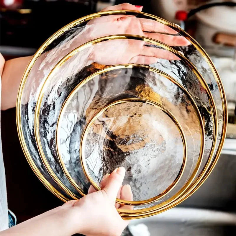 Aurora Gold Edge Glass Plate & Bowl