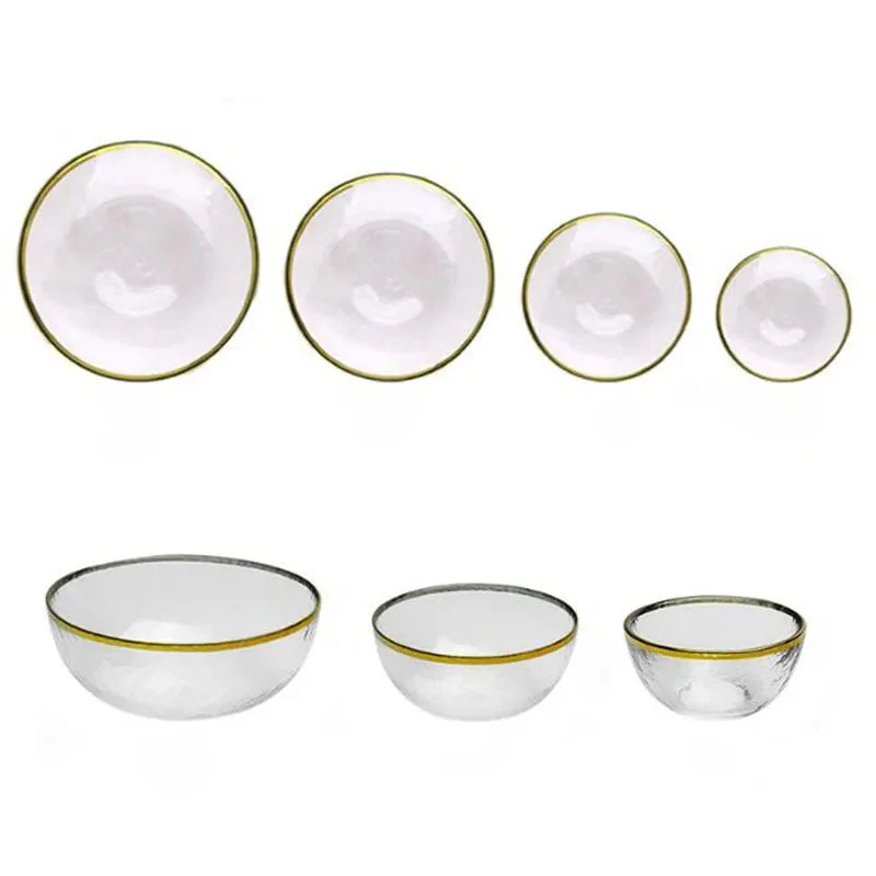 Aurora Gold Edge Glass Plate & Bowl
