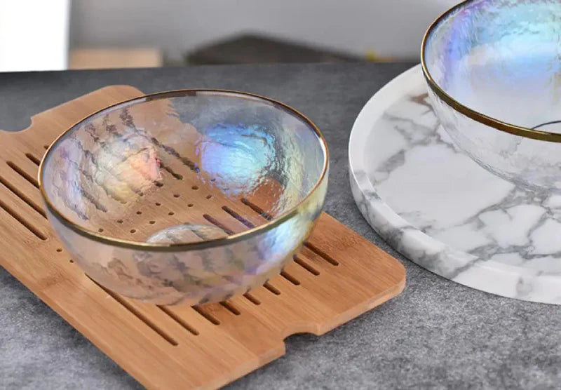 Aurora Gold Edge Glass Plate & Bowl