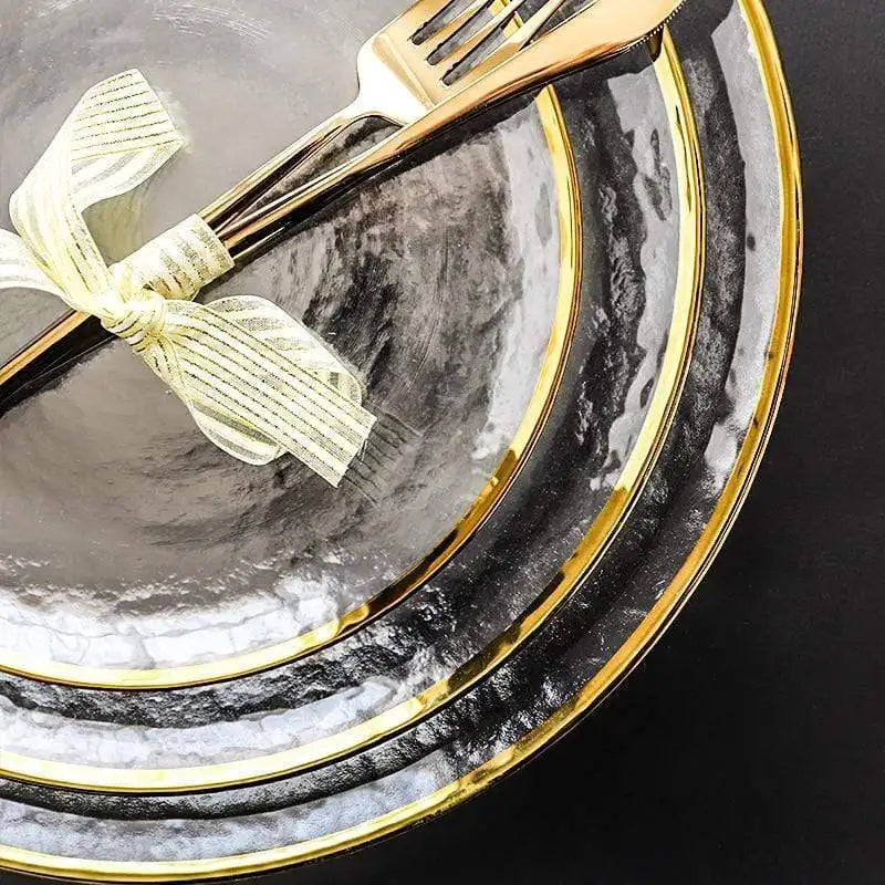 Aurora Gold Edge Glass Plate & Bowl