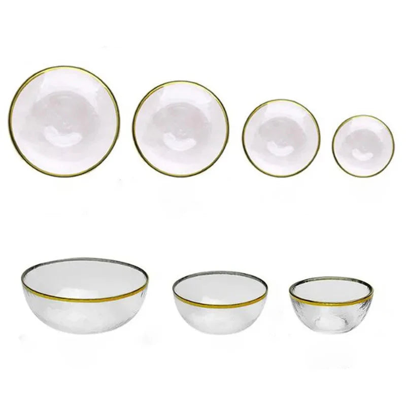 Aurora Gold Edge Glass Plate & Bowl