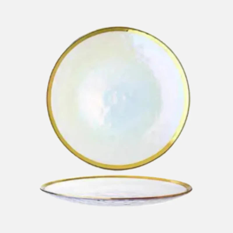 Aurora Gold Edge Glass Plate & Bowl Colored X-Large Plate