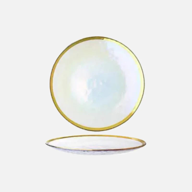 Aurora Gold Edge Glass Plate & Bowl Colored Small Plate