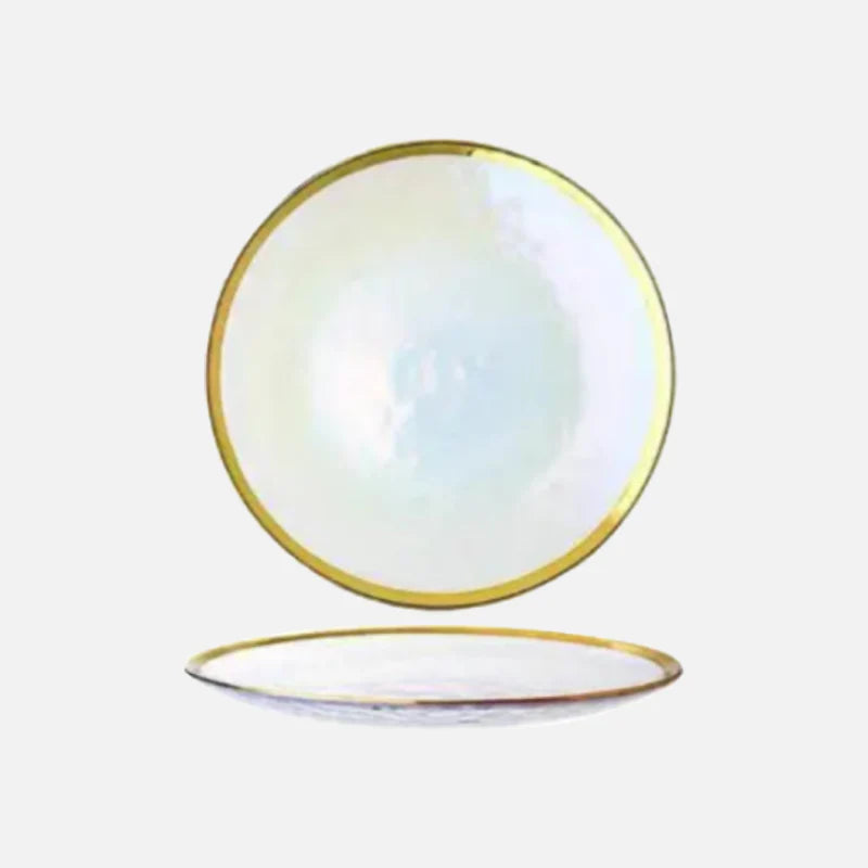 Aurora Gold Edge Glass Plate & Bowl Colored Medium Plate