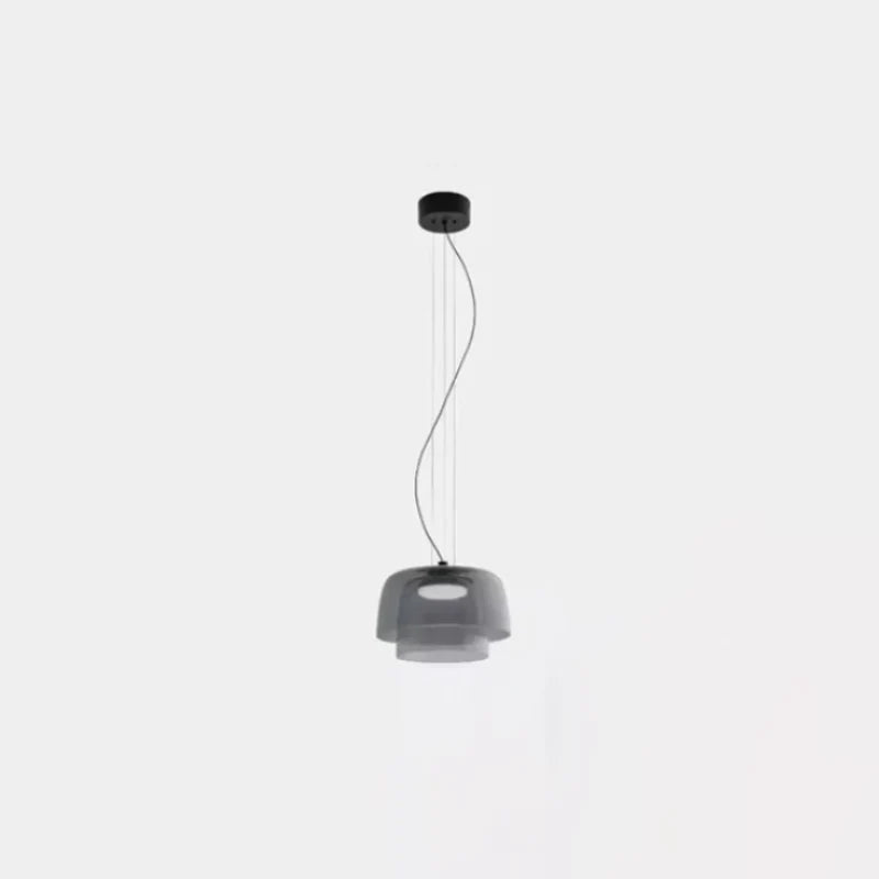 Aurora Layered Glass Pendant Light Gray Two-layer Medium