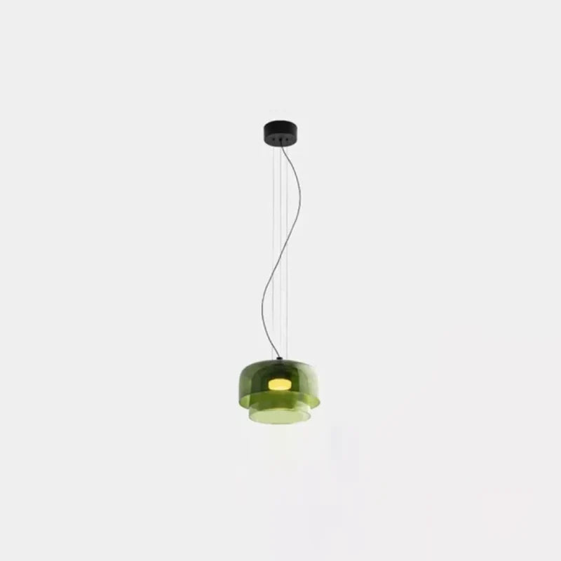Aurora Layered Glass Pendant Light Green Two-layer Medium