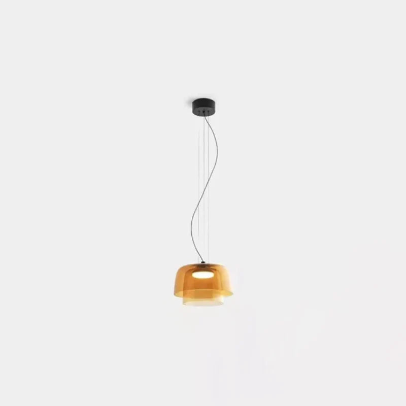 Aurora Layered Glass Pendant Light Orange Two-layer Medium