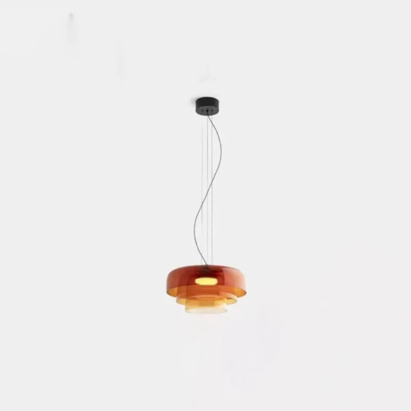Aurora Layered Glass Pendant Light Orange Three-layer Large