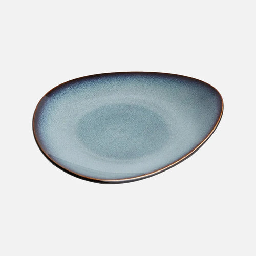 Aurora Triangular Glazed Ceramic Dinner Plate Blue
