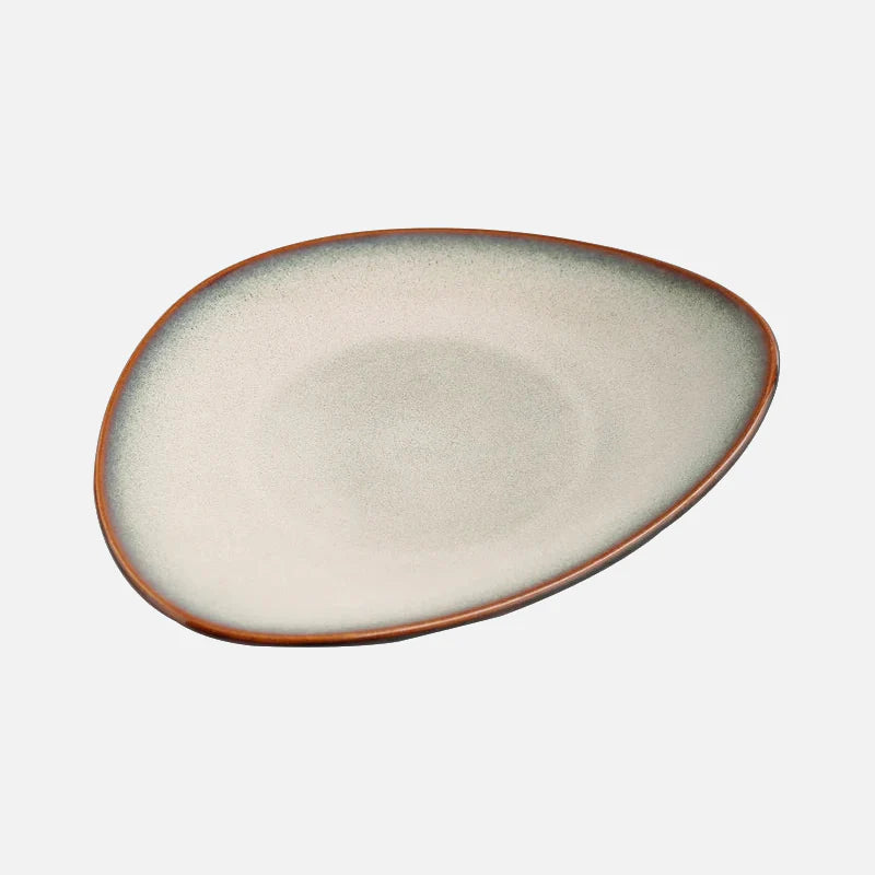 Aurora Triangular Glazed Ceramic Dinner Plate White