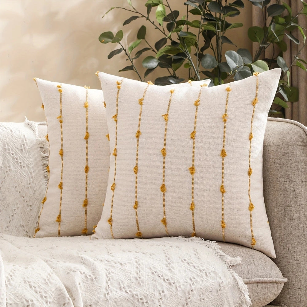 Averra Vertical Stitched Cushion Cover Golden Flax