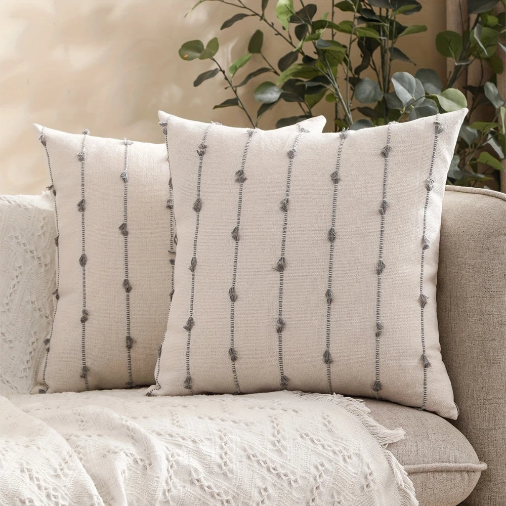 Averra Vertical Stitched Cushion Cover Ash Whisper