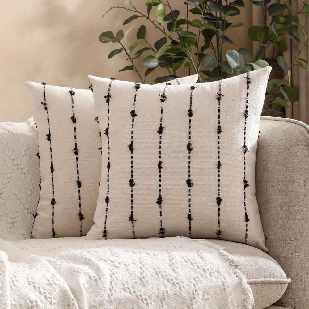 Averra Vertical Stitched Cushion Cover Midnight Thread