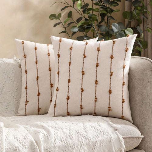 Averra Vertical Stitched Cushion Cover Cinnamon Stripe